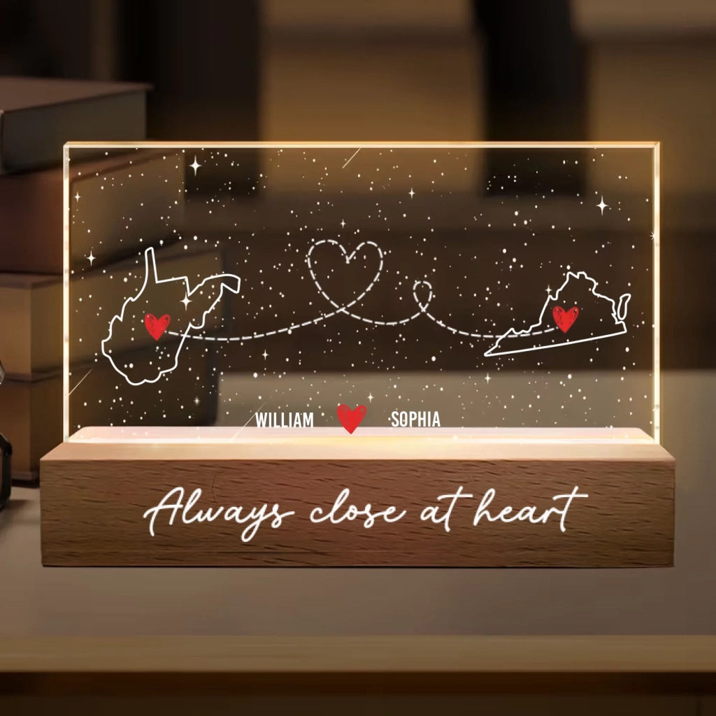 "Long Distance But Always Under The Same Sky" - Personalized Starry Sky LED Night Light – Romantic Long Distance Relationship Gift for Couples 1144166 1144167 - DiyGiftly