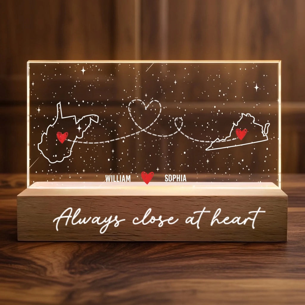 "Long Distance But Always Under The Same Sky" - Personalized Starry Sky LED Night Light – Romantic Long Distance Relationship Gift for Couples 1144166 1144167 - DiyGiftly