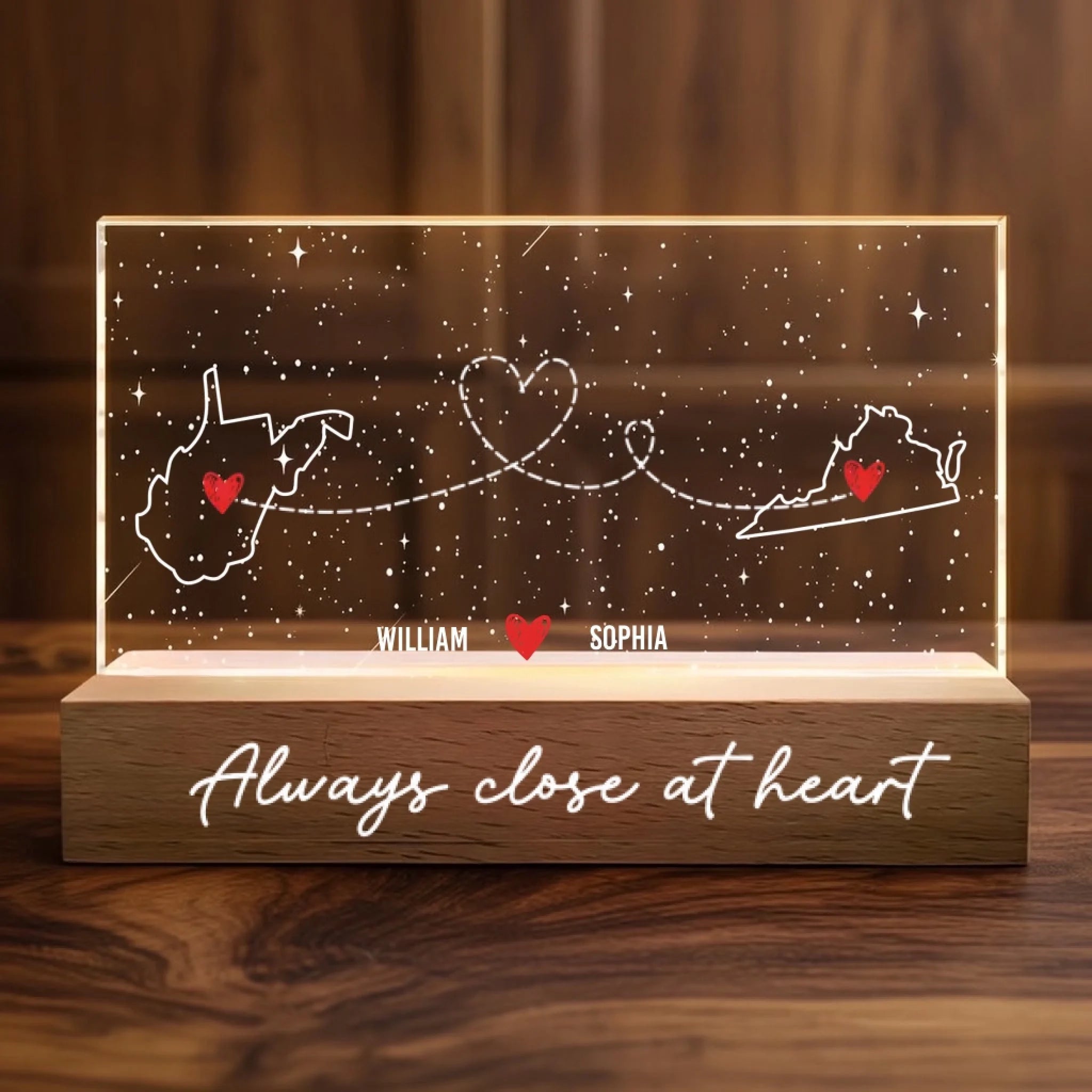 "Long Distance But Always Under The Same Sky" - Personalized Starry Sky LED Night Light – Romantic Long Distance Relationship Gift for Couples 1144166 1144167 - DiyGiftly