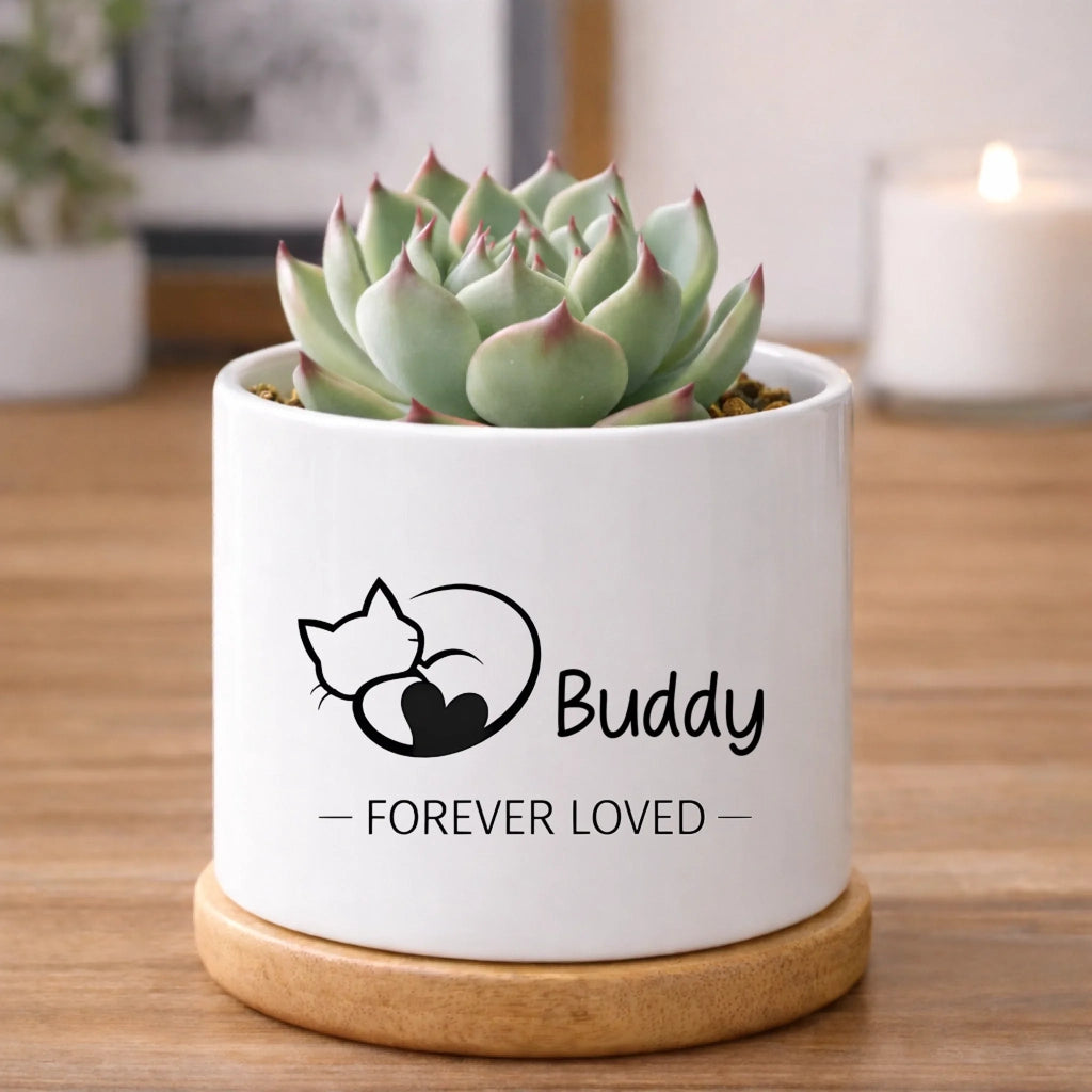 custom name ceramic floral planter for windowsill decor