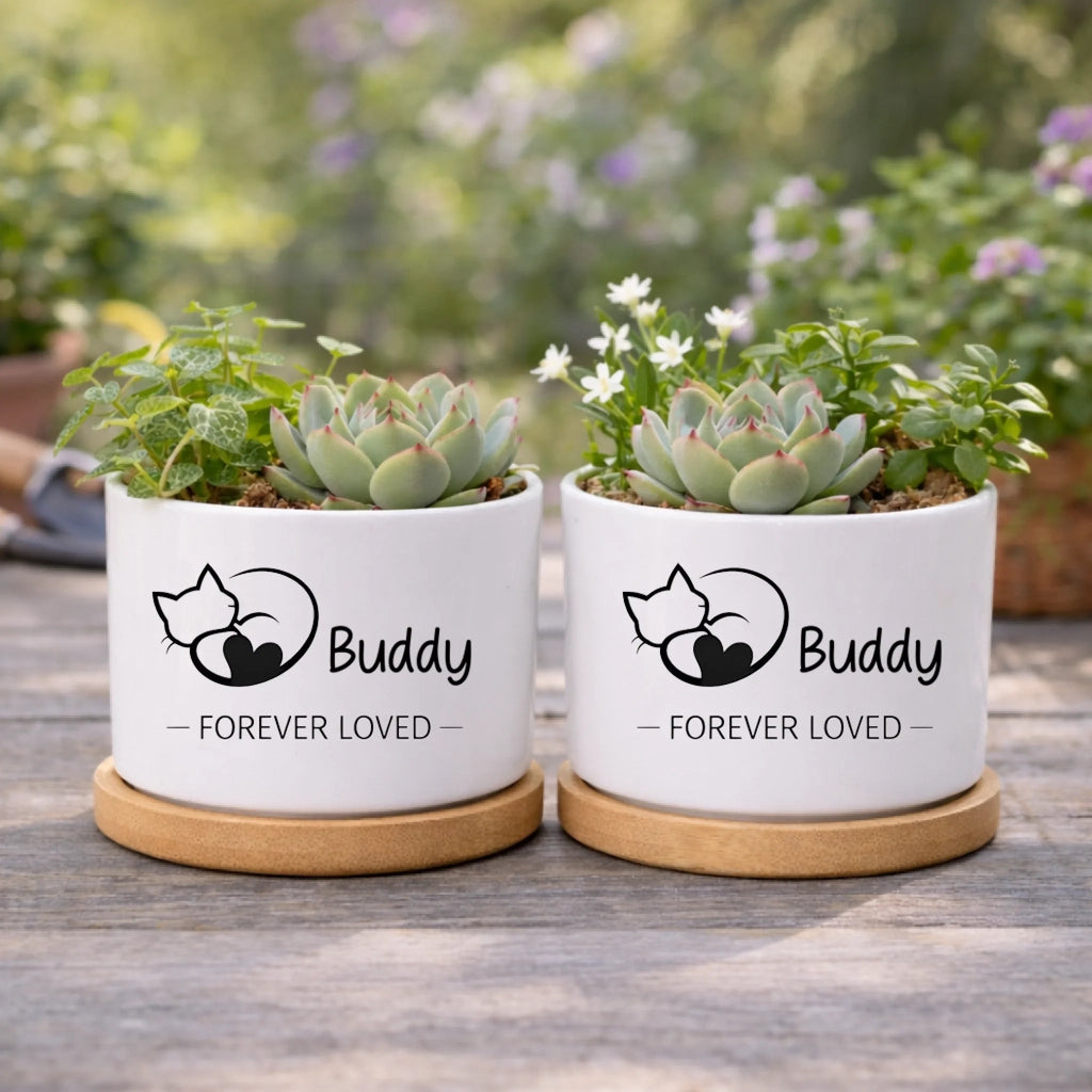 custom name ceramic floral planter keepsake for windowsill decor