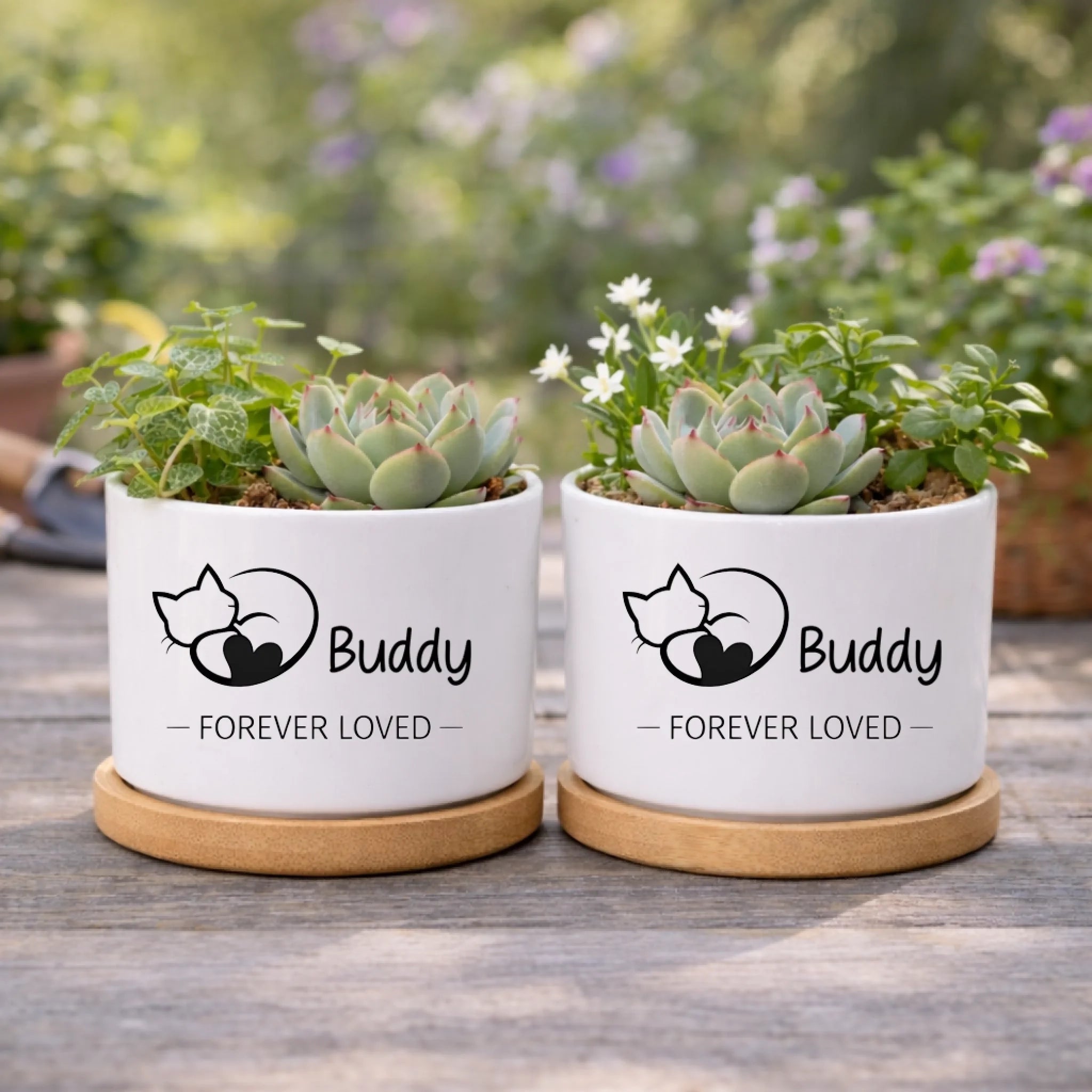 custom name ceramic floral planter keepsake for windowsill decor