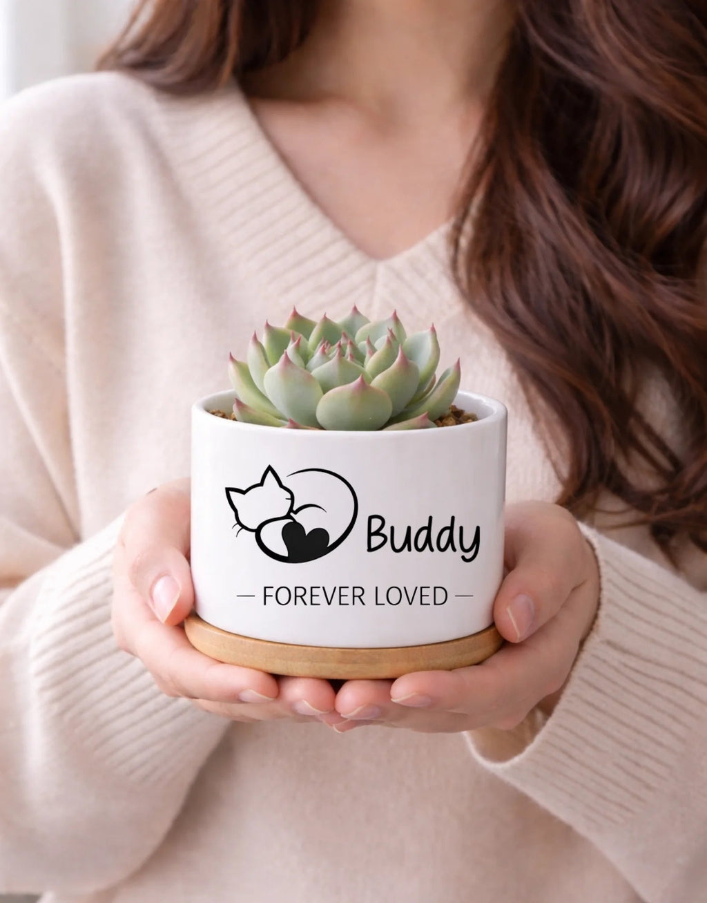 custom name ceramic floral planter as a new home gift