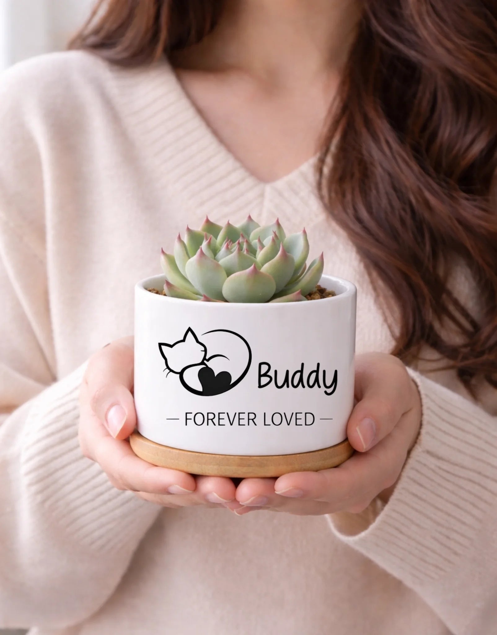custom name ceramic floral planter as a new home gift