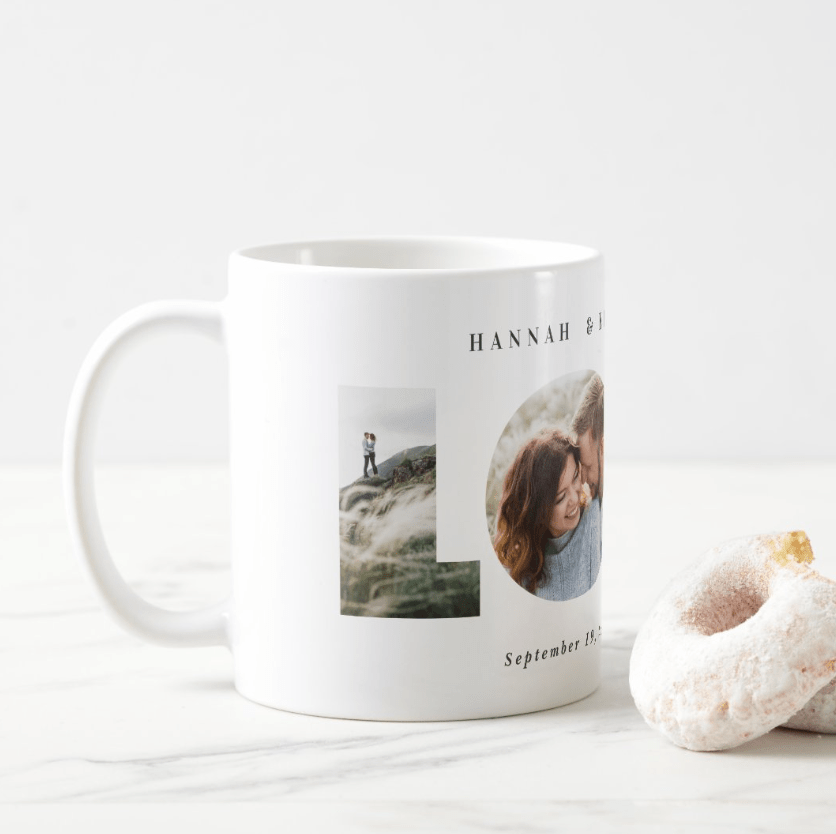 Love 4 - Photo Simple Modern Personalized Coffee Mug – Custom Collage Cup with Photos and Names, Unique Gift for Couples, Family, or Friends, Perfect for Birthday, Anniversary, Valentine’s Day, or Christmas 25037312 - DiyGiftly