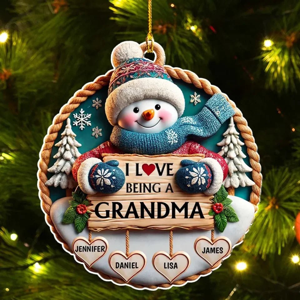 love being a grandma ornament personalized names 3d acrylic design grandparents day gift