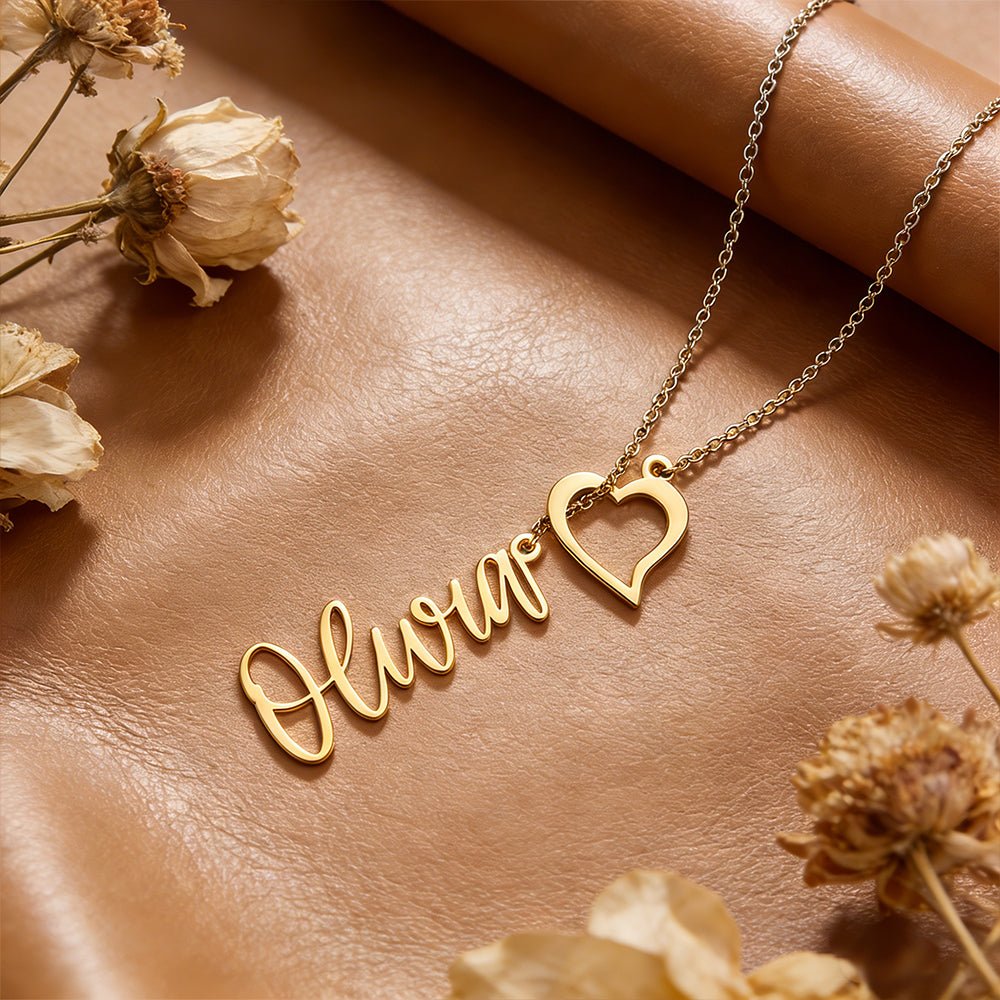 Necklace personalized name design elegant heart charm jewelry