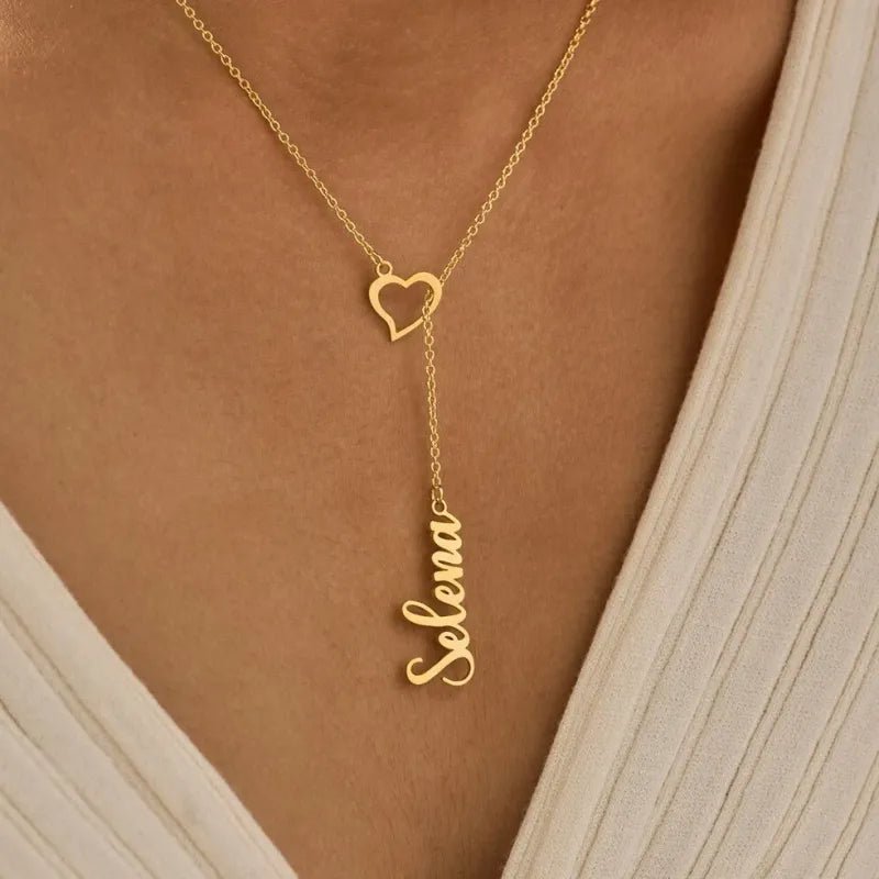 Necklace with personalized name design elegant heart charm jewelry gift for grandparents