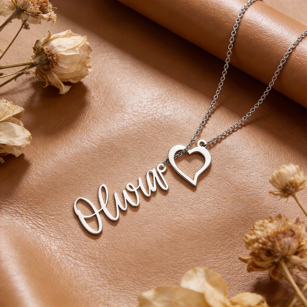 Personalized name design necklace elegant heart charm jewelry gift for grandparents
