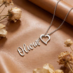 Personalized name design necklace elegant heart charm jewelry gift for grandparents