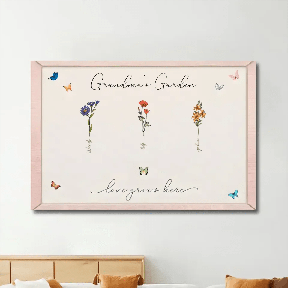 Love Grows In Grandma's Garden - Personalized Wrapped Canvas 713178 - 713257 - DiyGiftly