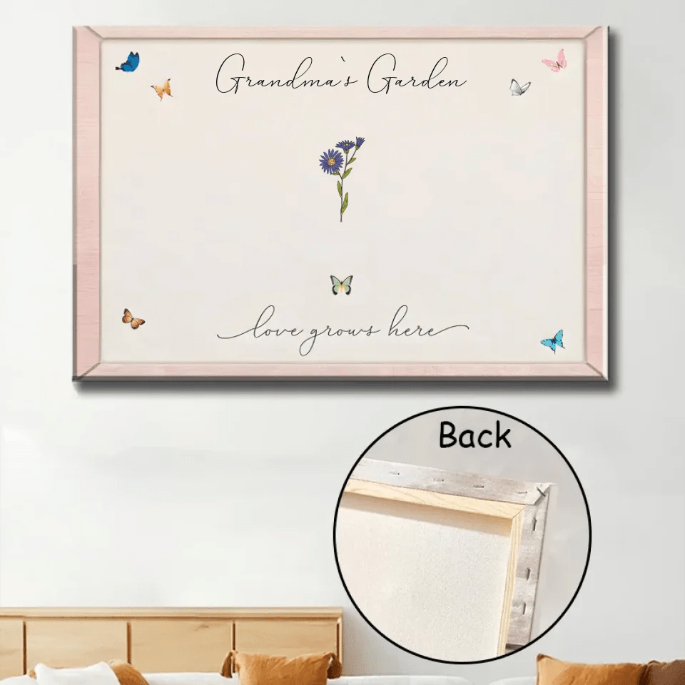 Love Grows In Grandma's Garden - Personalized Wrapped Canvas 713178 - 713257 - DiyGiftly