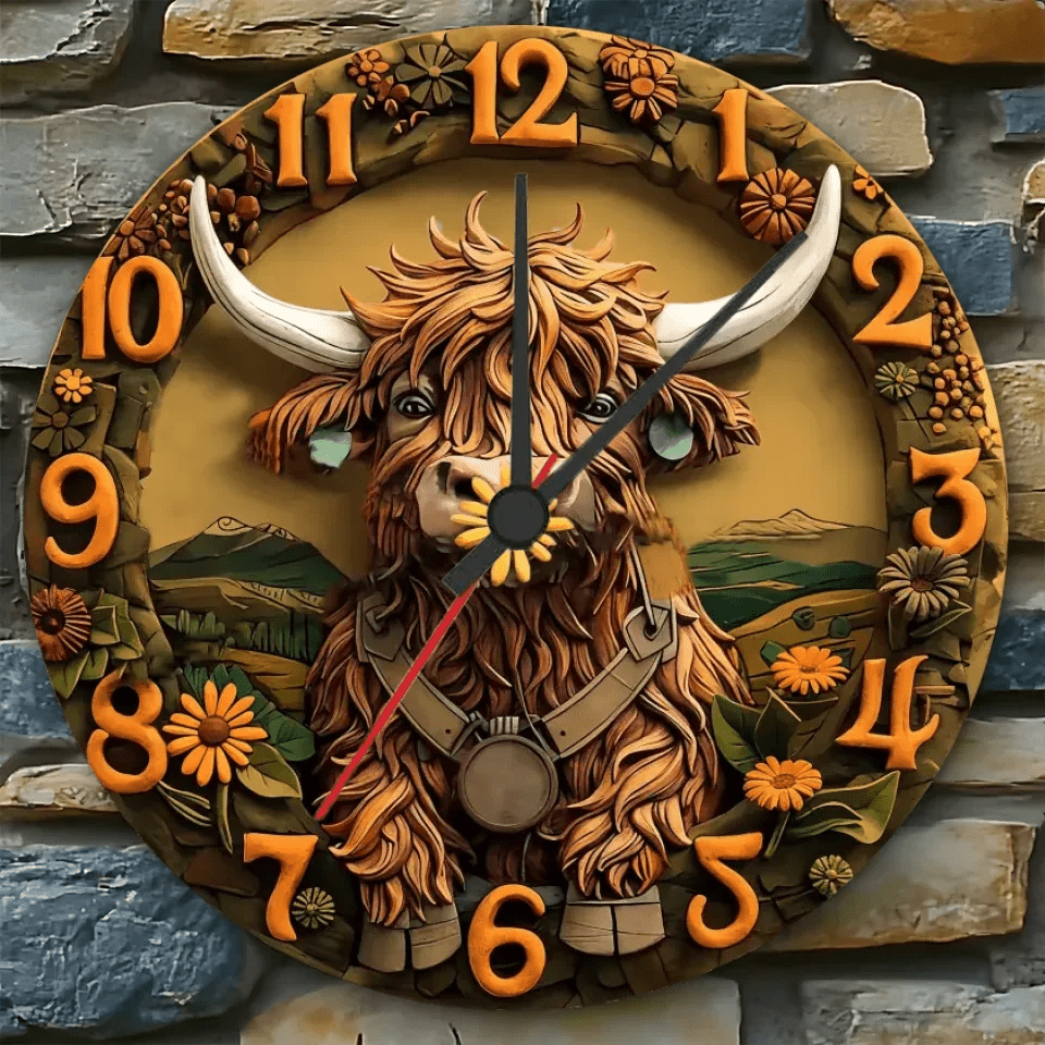 Love Highland Cow - Wall Clock 735512 - DiyGiftly