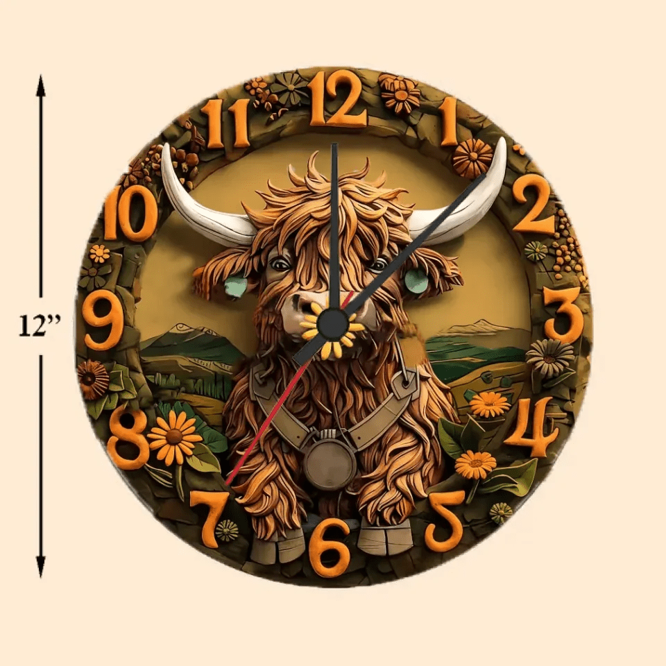 Love Highland Cow - Wall Clock 735512 - DiyGiftly