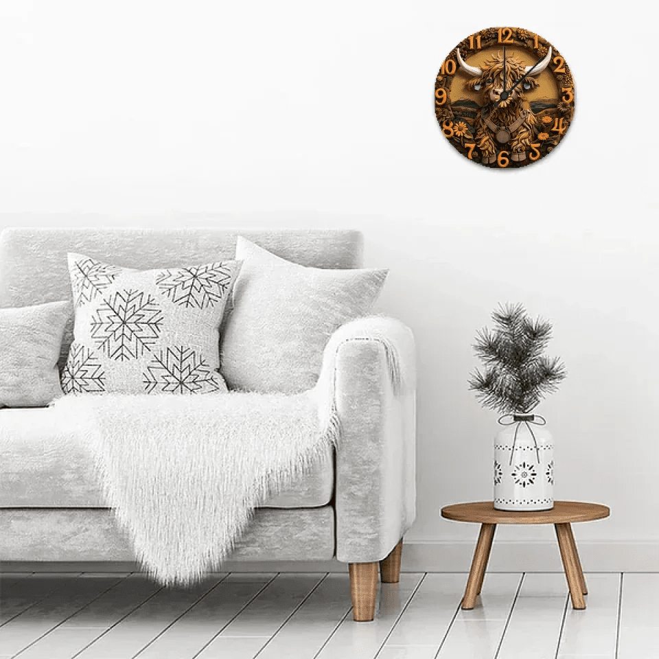 Love Highland Cow - Wall Clock 735512 - DiyGiftly