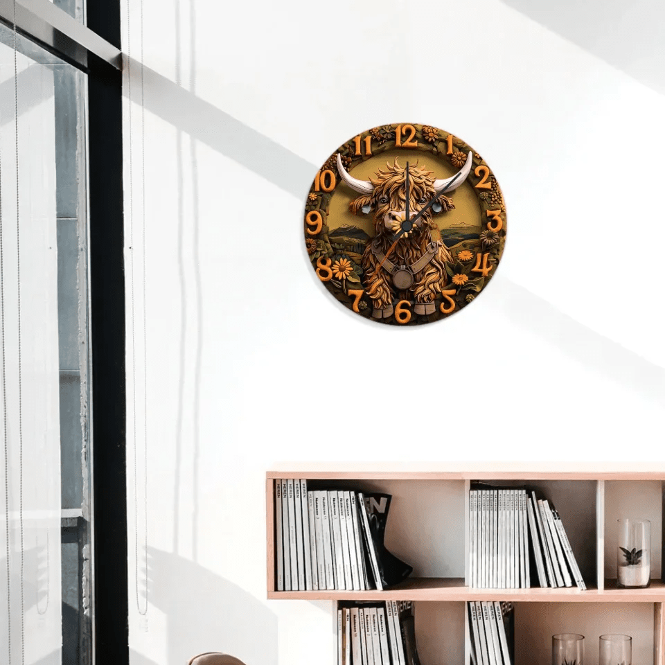 Love Highland Cow - Wall Clock 735512 - DiyGiftly
