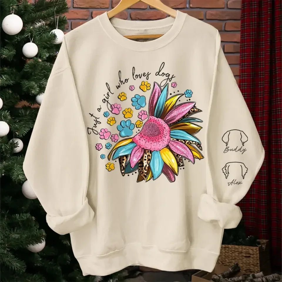 Love Is A Girl And Her Furry Friends - Dog & Cat Personalized Custom Unisex Sweatshirt With Design On Sleeve - Gift For Pet Owners, Pet Lovers 686953 - DiyGiftly