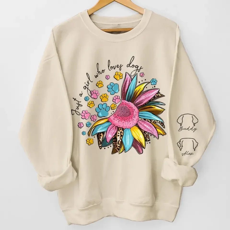 Love Is A Girl And Her Furry Friends - Dog & Cat Personalized Custom Unisex Sweatshirt With Design On Sleeve - Gift For Pet Owners, Pet Lovers 686953 - DiyGiftly