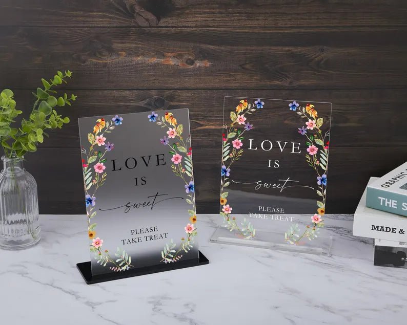 Love Is Sweet Sign, Love Is Sweet Take a Treat Sign, Candy Bar Sign, Wedding Decor, Dessert Table Sign, Wedding Signs, Bridal Shower Sign 531264 - DiyGiftly