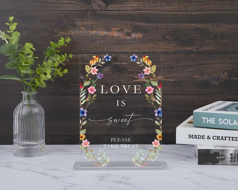 Love Is Sweet Sign, Love Is Sweet Take a Treat Sign, Candy Bar Sign, Wedding Decor, Dessert Table Sign, Wedding Signs, Bridal Shower Sign 531264 - DiyGiftly
