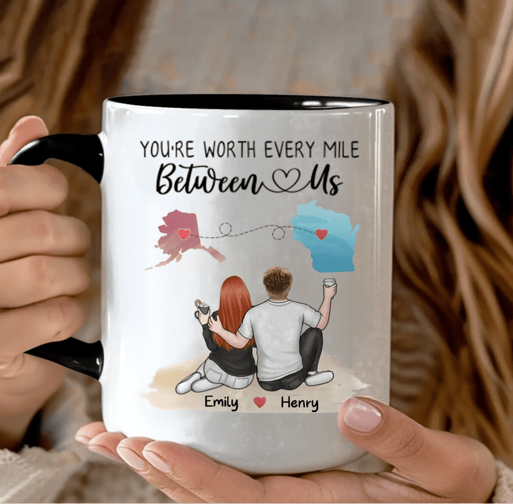 Ceramic Coffee Mugs long distance gift Pink 11oz