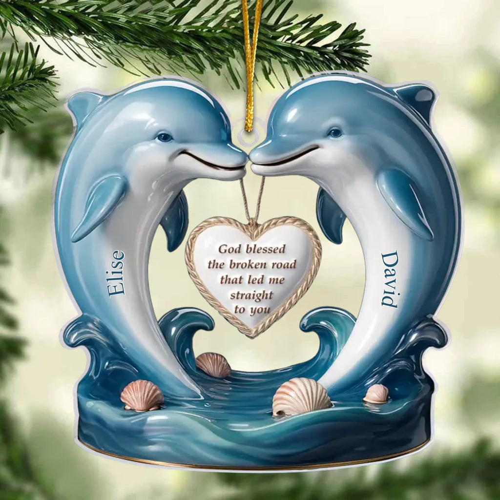 personalized photo and name heart theme design acrylic ornament gift for boyfriend