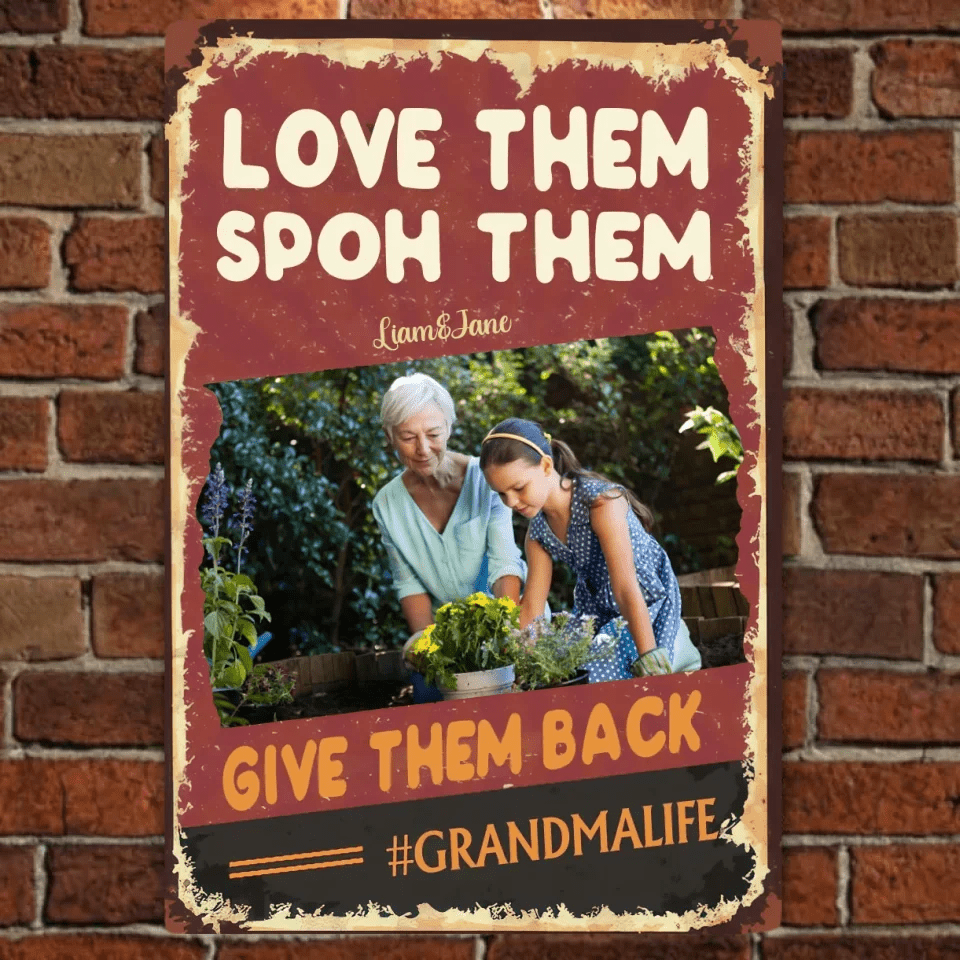 love them metal sign personalized photo keepsake grandparents day gift