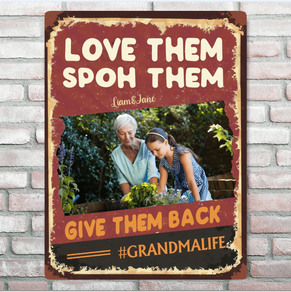 metal sign with personalized photo love them grandparents day gift