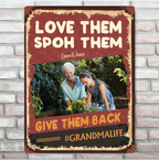 metal sign with personalized photo love them grandparents day gift