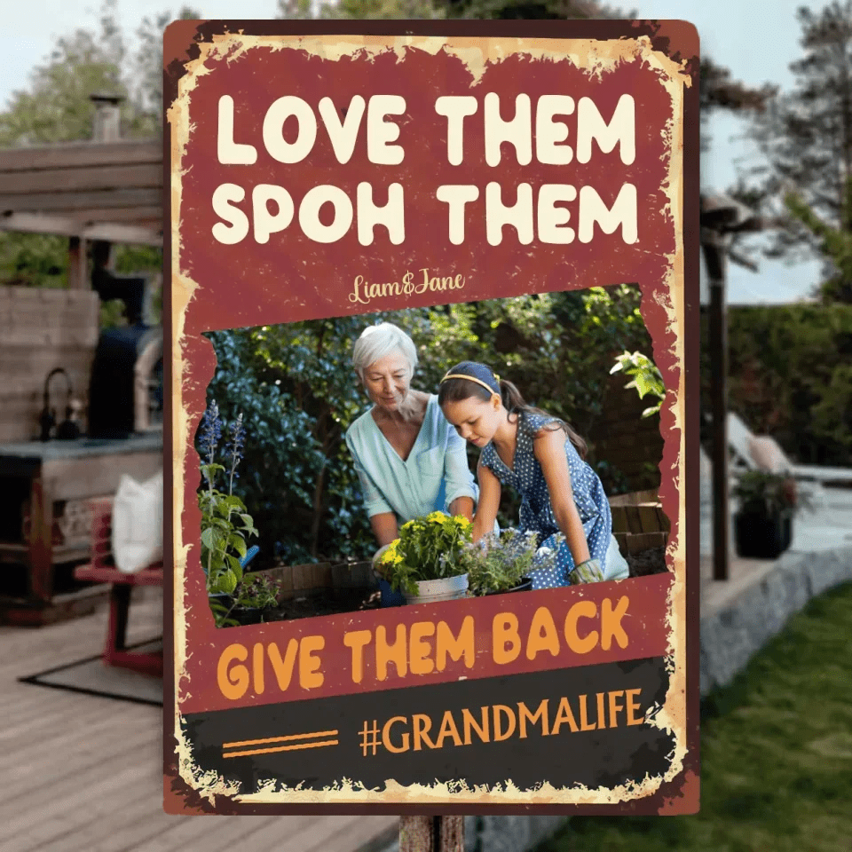 love them metal sign personalized photo grandparents day gift