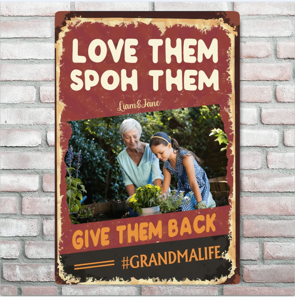 photo keepsake metal sign with personalized photo grandparents day gift