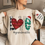 Love this grandma life unisex sweatshirt personalized family names sleeve print cozy fit