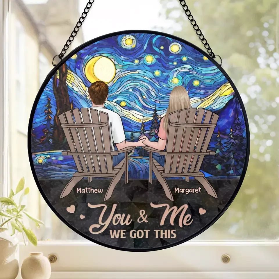 Love You Forever - Couple Personalized Custom Stained Glass Window Hanging Suncatcher - Gift For Husband Wife, Anniversary 666870 - DiyGiftly