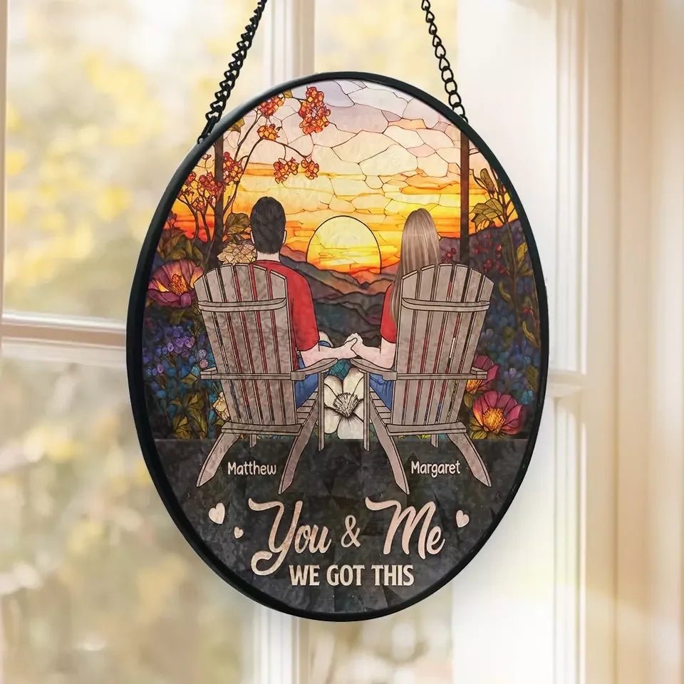 Love You Forever - Couple Personalized Custom Stained Glass Window Hanging Suncatcher - Gift For Husband Wife, Anniversary 666870 - DiyGiftly