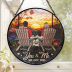 Love You Forever - Couple Personalized Custom Stained Glass Window Hanging Suncatcher - Gift For Husband Wife, Anniversary 666870 - DiyGiftly
