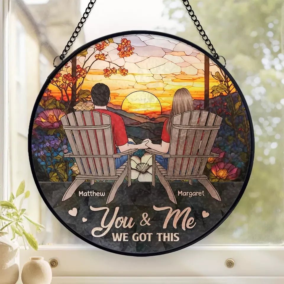 Love You Forever - Couple Personalized Custom Stained Glass Window Hanging Suncatcher - Gift For Husband Wife, Anniversary 666870 - DiyGiftly