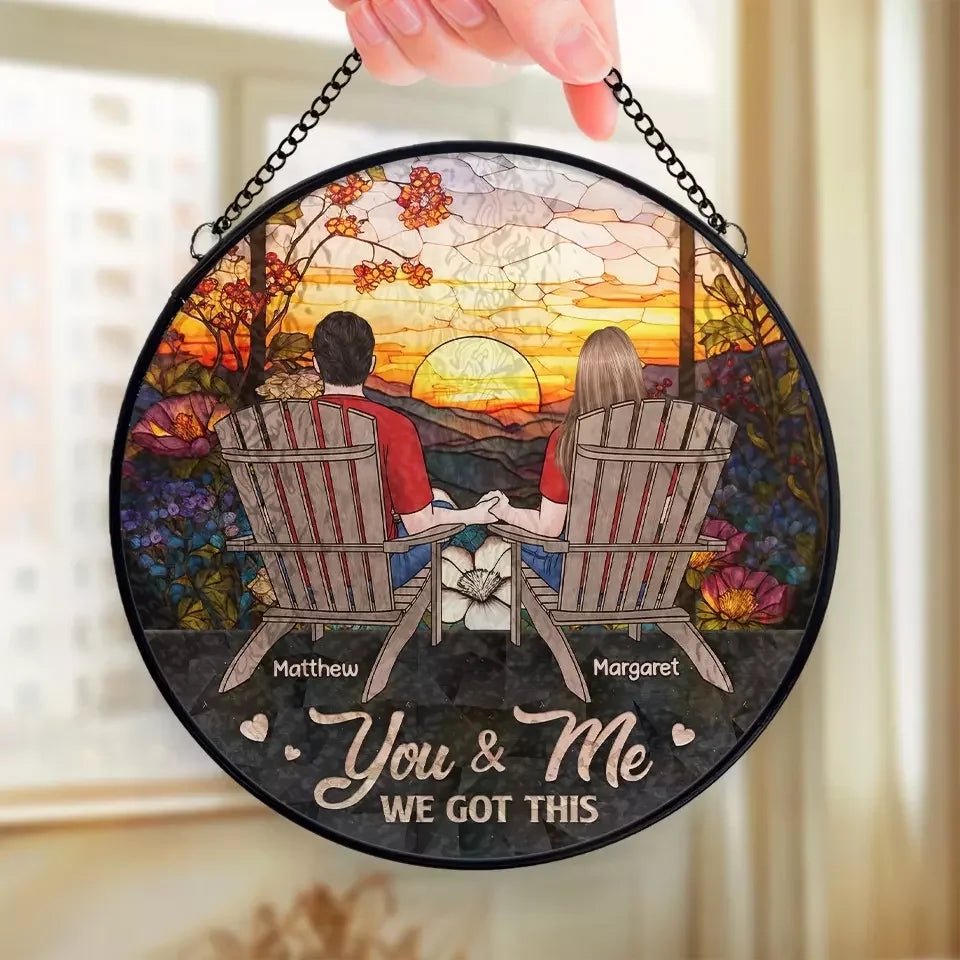 Love You Forever - Couple Personalized Custom Stained Glass Window Hanging Suncatcher - Gift For Husband Wife, Anniversary 666870 - DiyGiftly