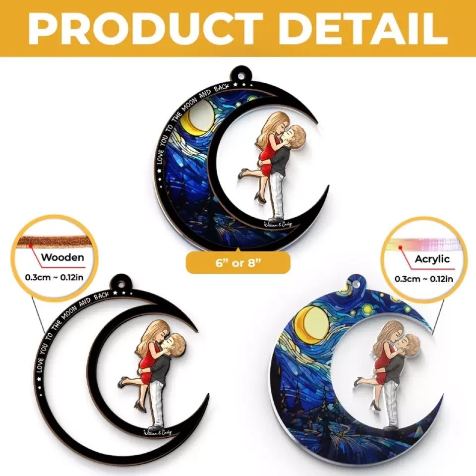 Love You To The Moon And Back - Couple Personalized Window Hanging Suncatcher - Gift For Husband Wife, Anniversary 670693 - DiyGiftly