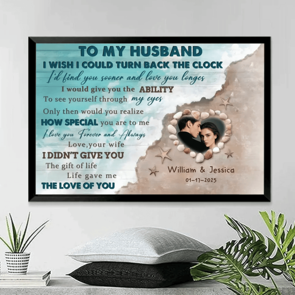 Lovely Beach Anniversary Gifts For Husband Custom Photo Personalized Canvas Wall Art 761111 - DiyGiftly