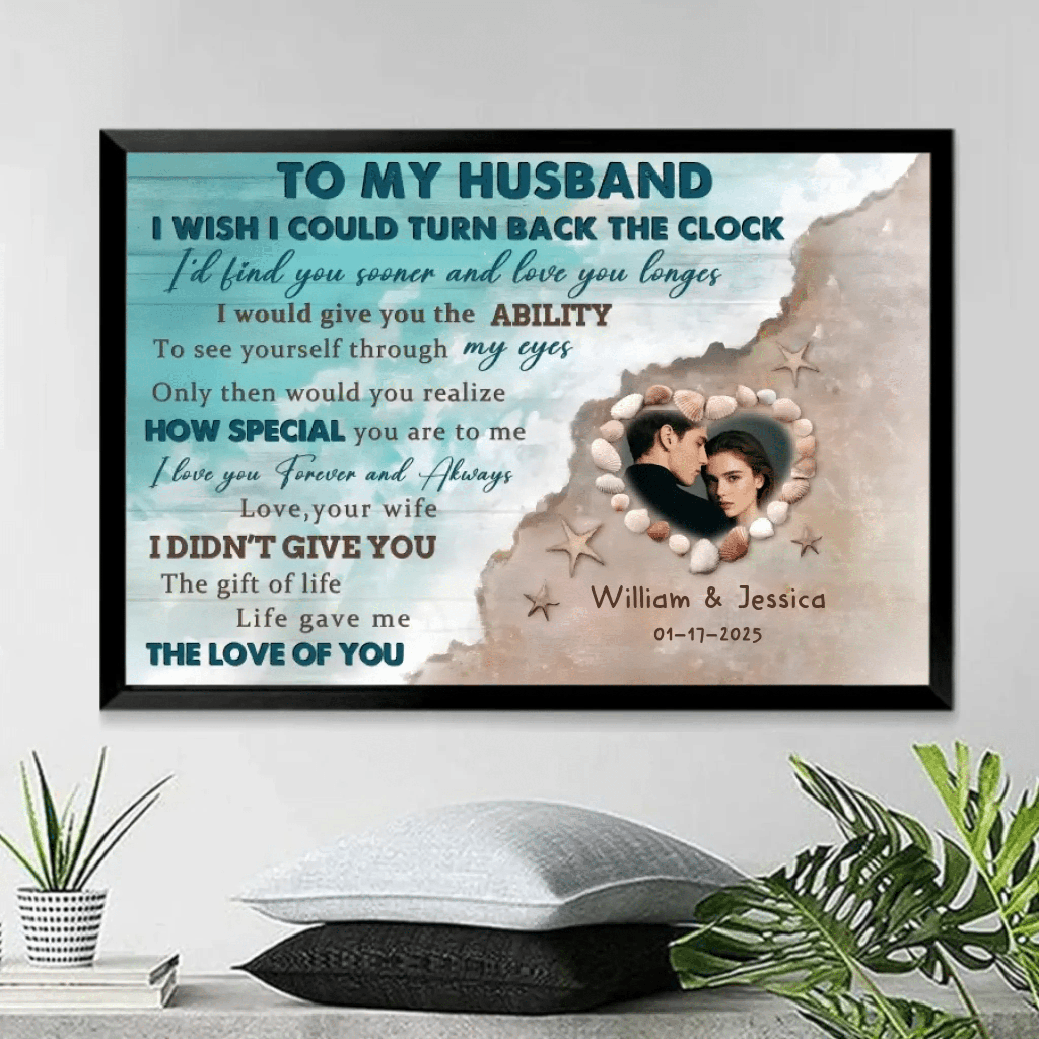 Lovely Beach Anniversary Gifts For Husband Custom Photo Personalized Canvas Wall Art 761111 - DiyGiftly