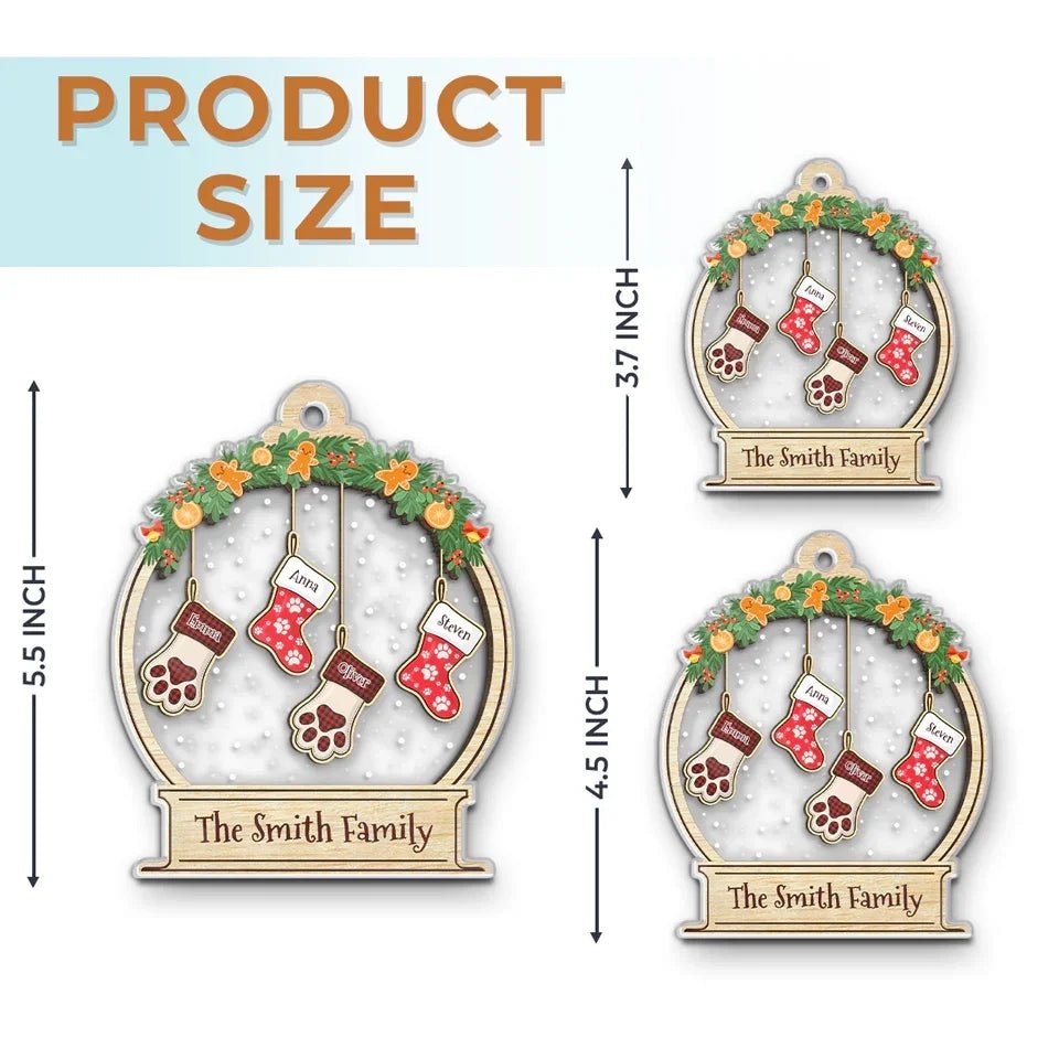 Lovely Stockings Hanging - Family Personalized Custom Ornament - Acrylic Snow Globe Shaped - Christmas Gift For Family Members 671390 - DiyGiftly