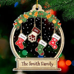 Lovely Stockings Hanging - Family Personalized Custom Ornament - Acrylic Snow Globe Shaped - Christmas Gift For Family Members 671390 - DiyGiftly
