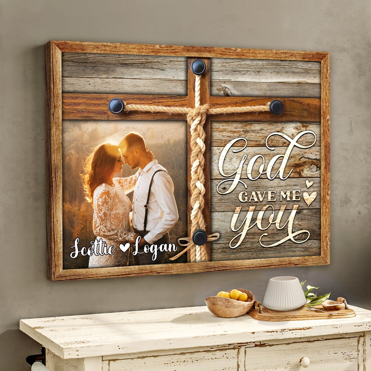 Loving Couple Wedding Gift Personalized Photo Canvas Wall Art – Custom Picture Print with Names and Date, Romantic Home Decor for Newlyweds, Husband, Wife, or Couples, Perfect for Anniversary, Engagement, or Valentine’s Day 939520 - DiyGiftly