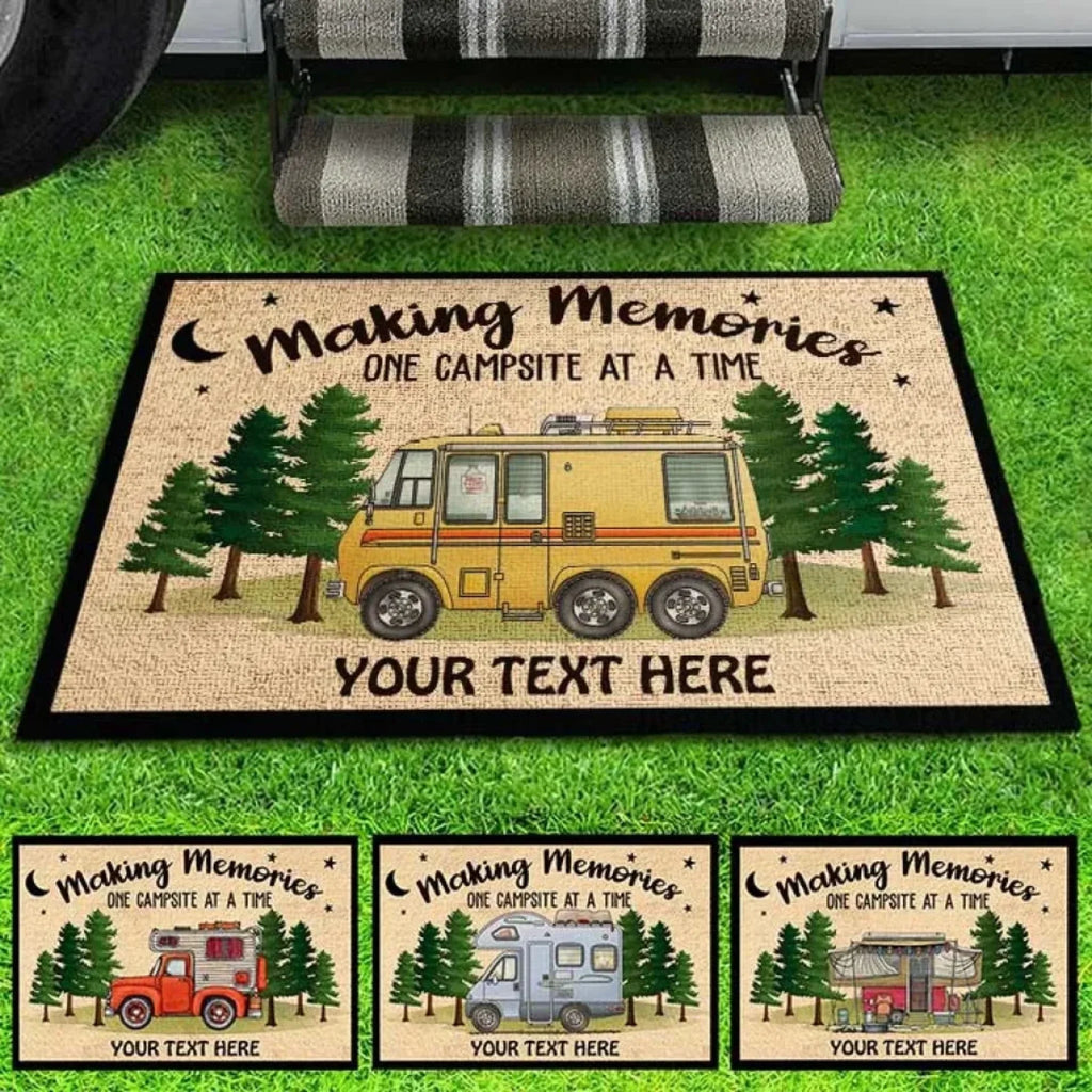 Making Memories One Campsite At A Time - Personalized Decorative Mat, Doormat 687477 - DiyGiftly