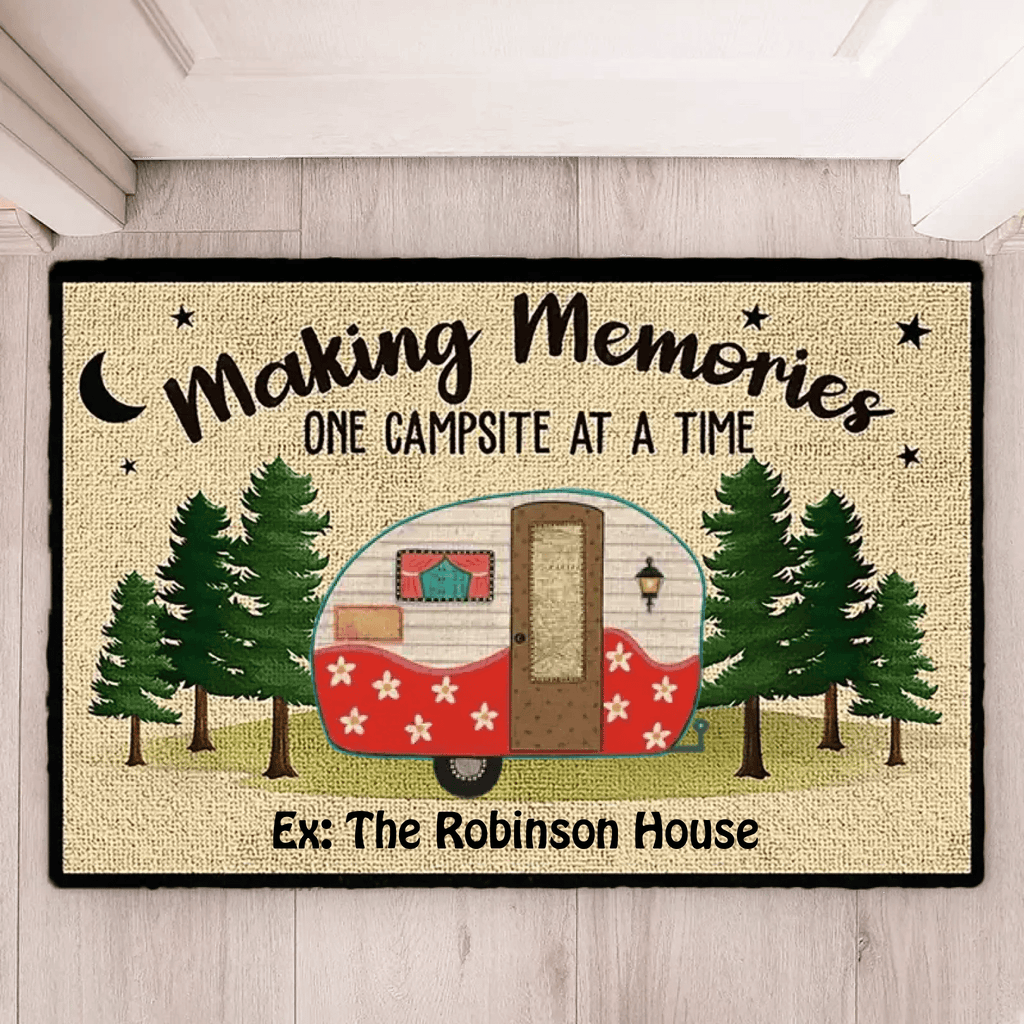 Making Memories One Campsite At A Time - Personalized Decorative Mat, Doormat 687477 - DiyGiftly
