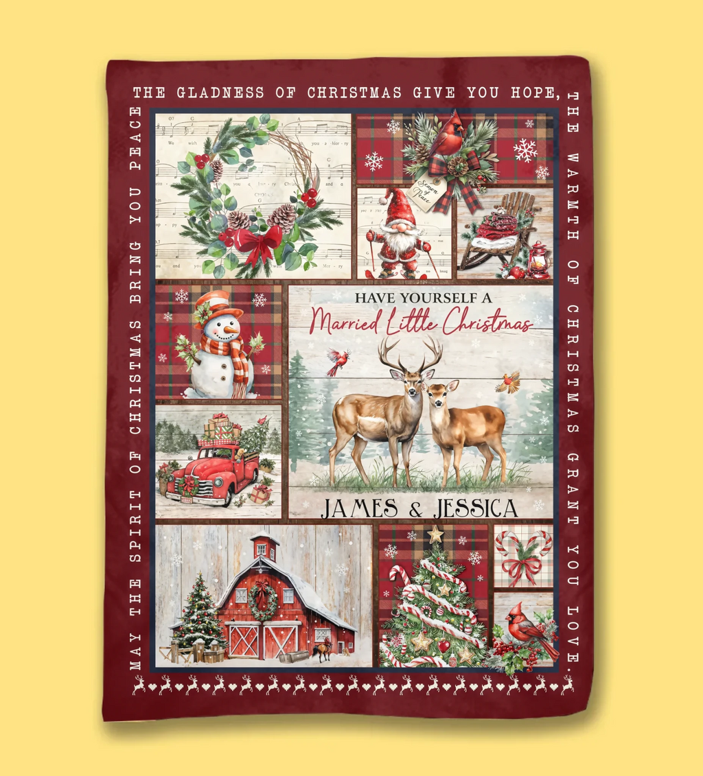 Married Little Christmas Gifts For Couple Personalized Throw Blanket Holiday Decorations 724817 - DiyGiftly