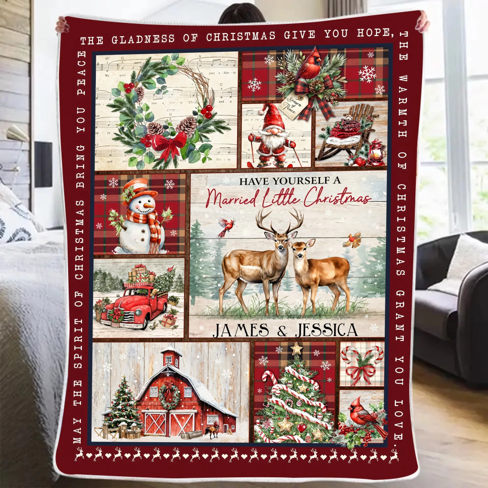 Married Little Christmas Gifts For Couple Personalized Throw Blanket Holiday Decorations 724817 - DiyGiftly
