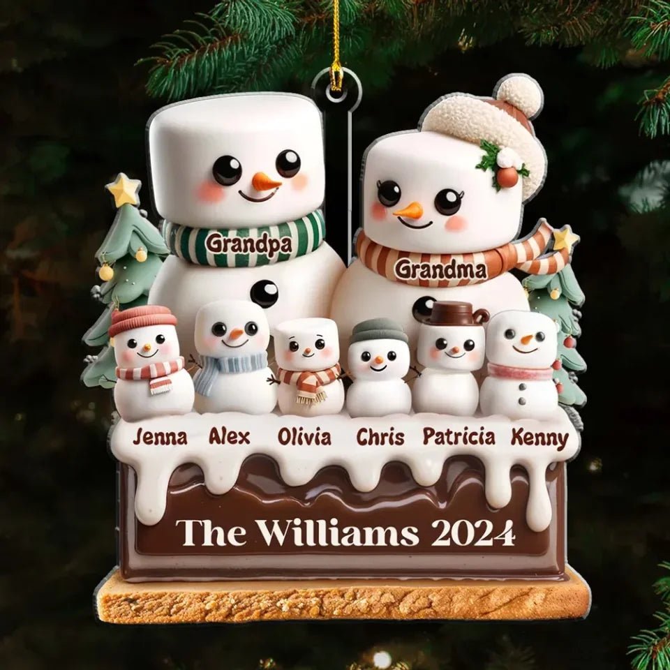 Marshmallow Lovely Family - Personalized Custom Acrylic Ornament 720824 - DiyGiftly