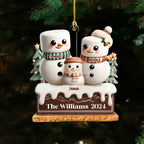 Marshmallow Lovely Family - Personalized Custom Acrylic Ornament 720824 - DiyGiftly
