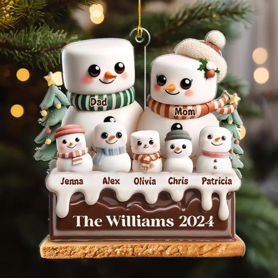 Marshmallow Lovely Family - Personalized Custom Acrylic Ornament 720824 - DiyGiftly